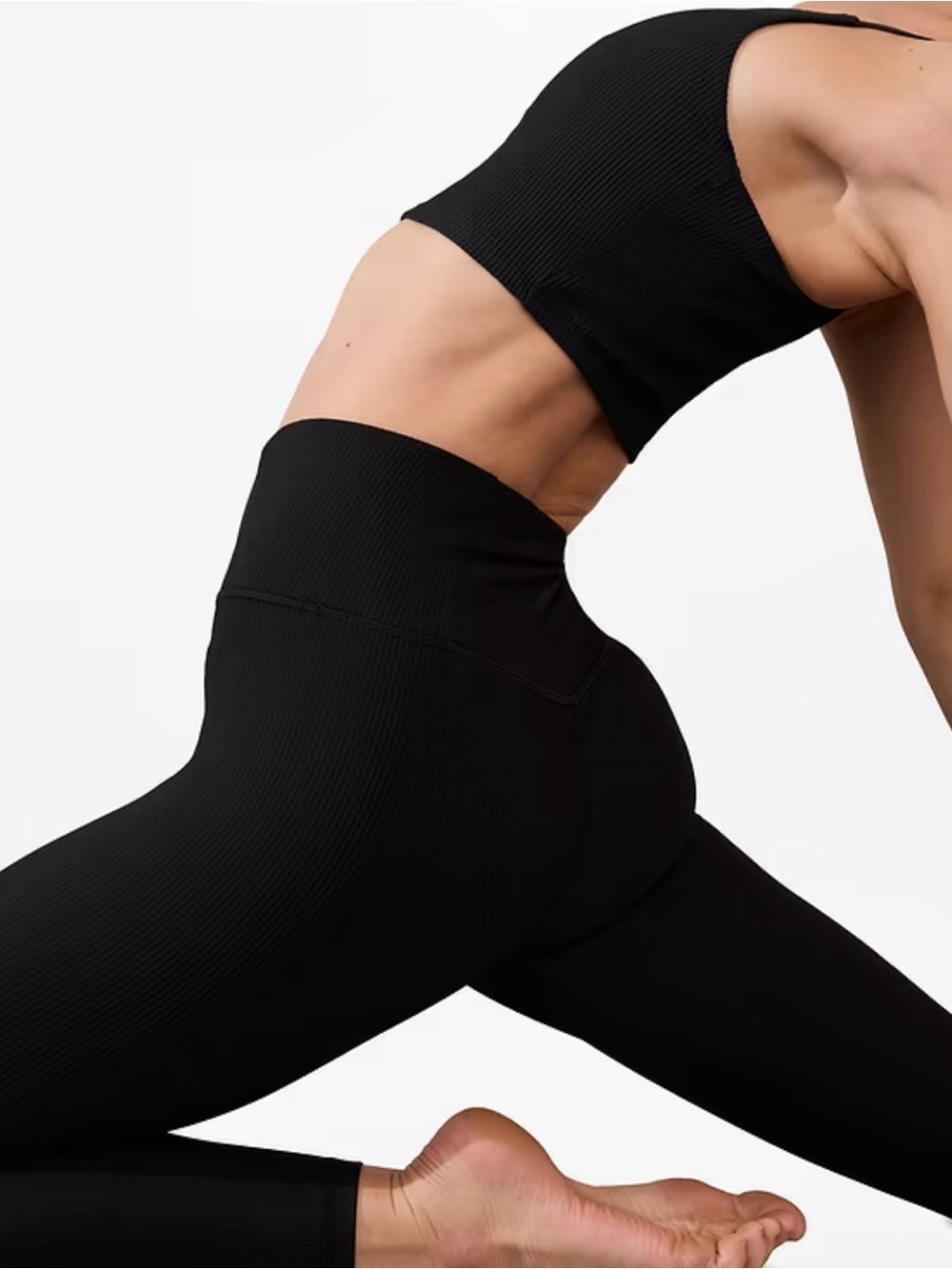 π¦ Athleta| Like-New Elation Rib Tight Leggings Black Size M High Rise Ribbed - Picture 2 of 9